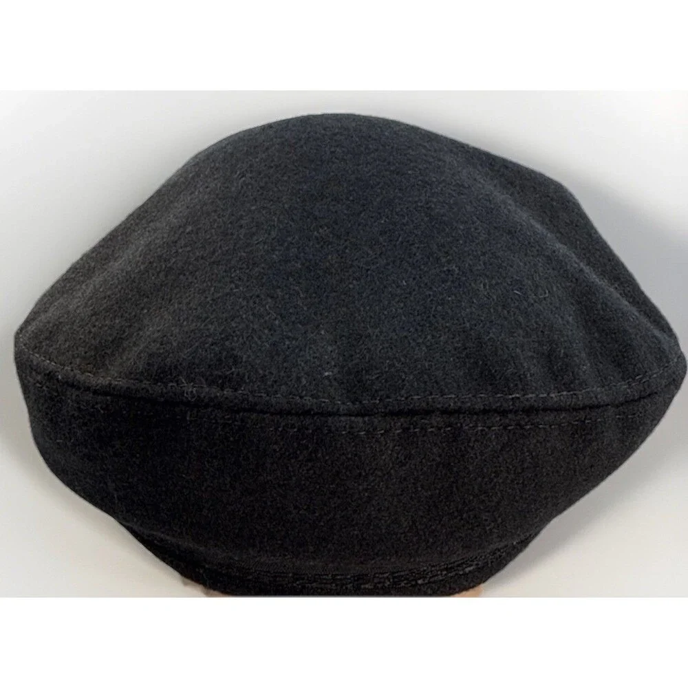 Vintage Greek Fishermans Cap Made In Greece Wool Nylon Size M - 7 1/8 Black